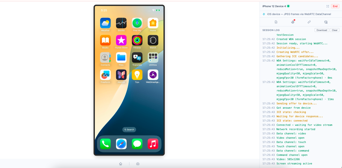 iOS manual session interface