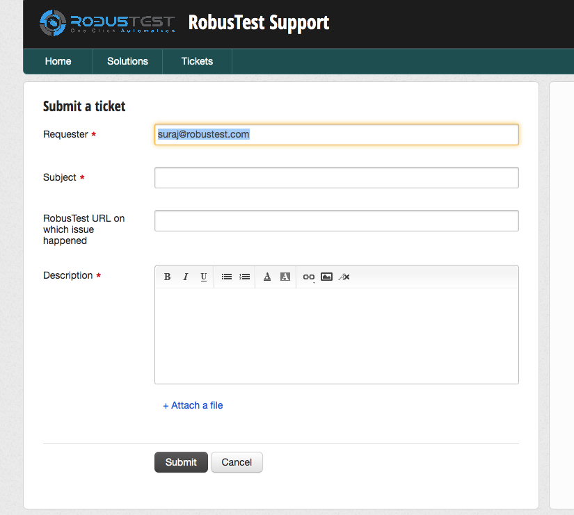 RobusTest Support Portal